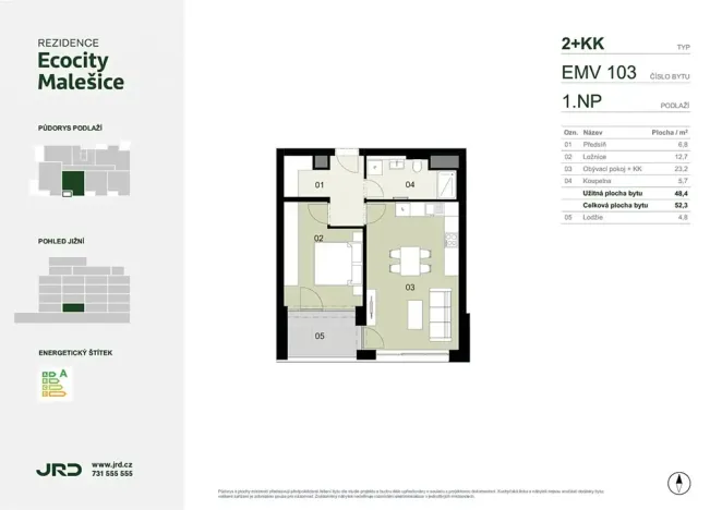 Prodej bytu 2+kk, Praha - Malešice, Univerzitní, 52 m2