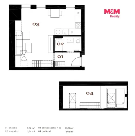 Prodej bytu 2+kk, Praha - Smíchov, Grafická, 33 m2