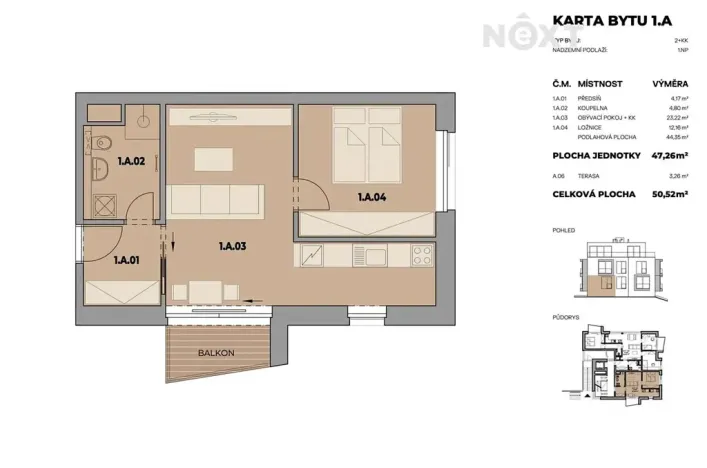 Prodej bytu 2+kk, Fryšták, 51 m2