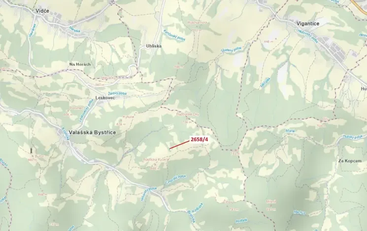 Dražba pozemku, Valašská Bystřice, 370 m2