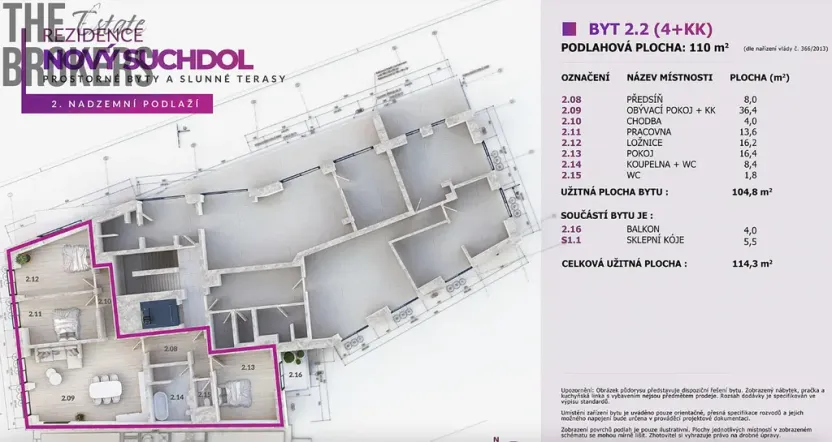 Prodej bytu 4+kk, Praha - Suchdol, U hotelu, 114 m2
