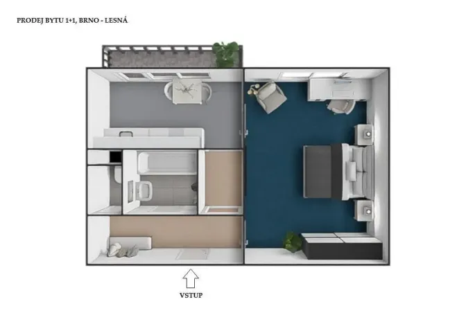 Prodej bytu 1+1, Brno - Lesná, Nejedlého, 38 m2