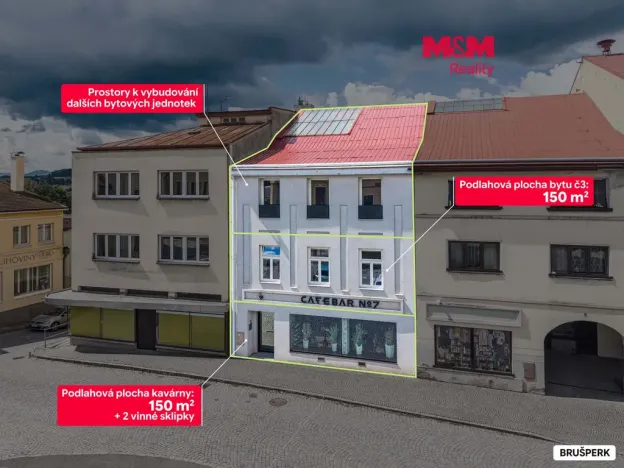 Prodej činžovního domu, Brušperk, náměstí J. A. Komenského, 350 m2