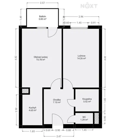 Pronájem bytu 2+kk, Praha - Stodůlky, Wiedermannova, 50 m2