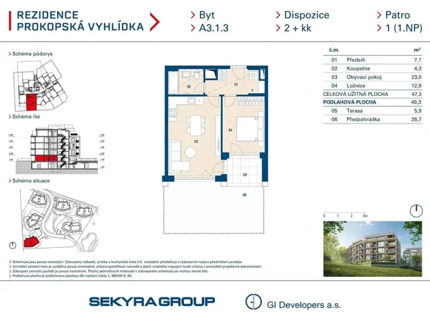 Prodej bytu 2+kk, Praha - Jinonice, Radlická, 47 m2