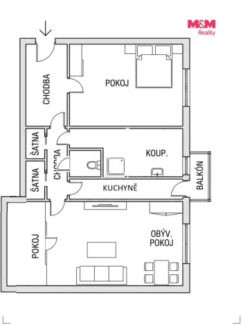Prodej bytu 3+1, Písek - Hradiště, Ke Střelnici, 88 m2