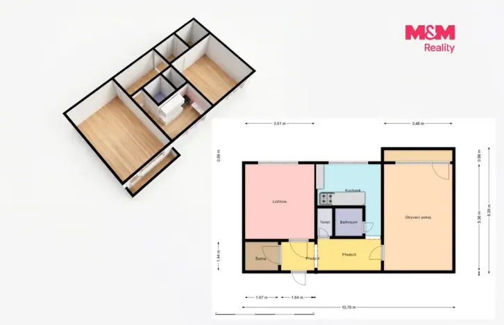 Prodej bytu 2+1, Orlová - Lutyně, Masarykova třída, 63 m2