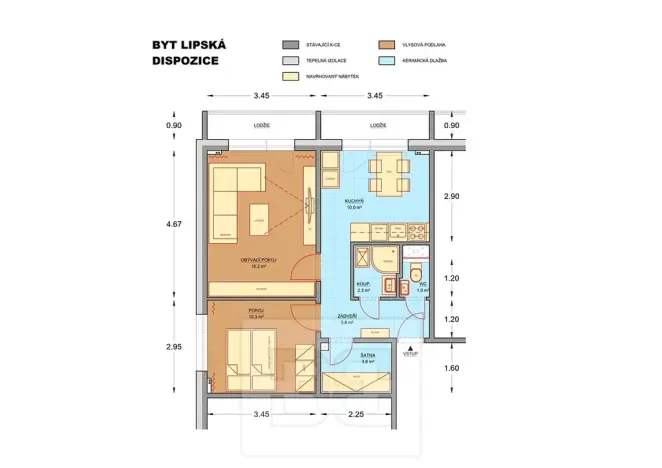 Pronájem bytu 2+1, Brno, Lipská, 55 m2