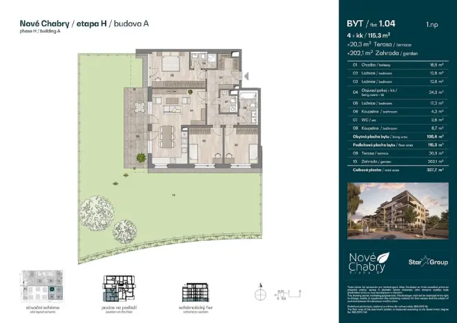 Prodej bytu 4+kk, Praha - Dolní Chabry, Podhorská, 115 m2