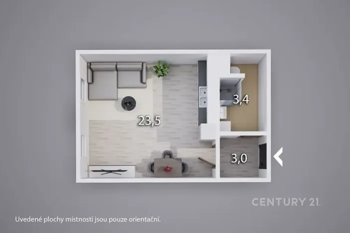 Prodej bytu 1+kk, Ústí nad Labem, Obvodová, 32 m2