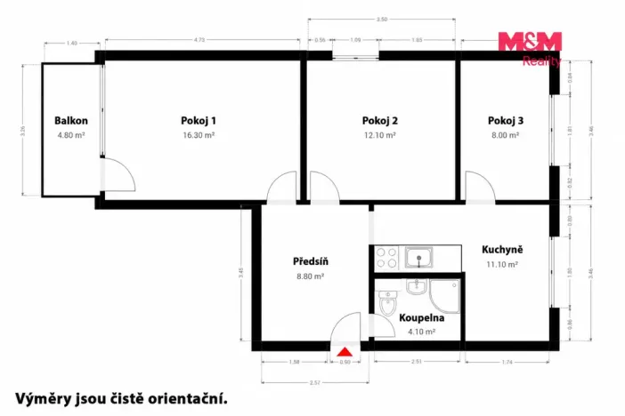 Pronájem bytu 3+1, Klatovy - Klatovy III, Pod Hůrkou, 62 m2