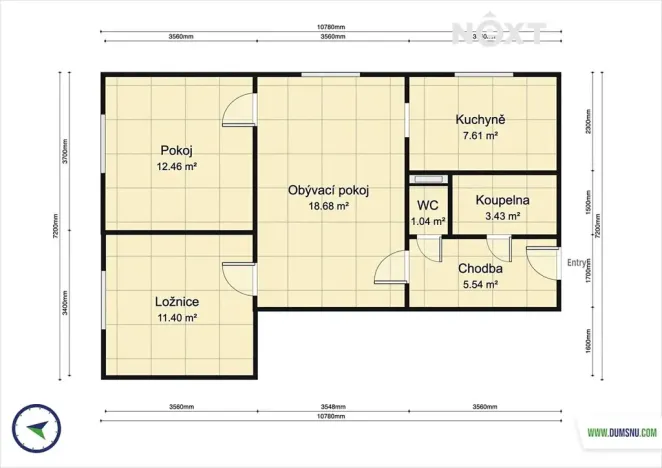 Pronájem bytu 3+1, Šumperk, Reissova, 58 m2