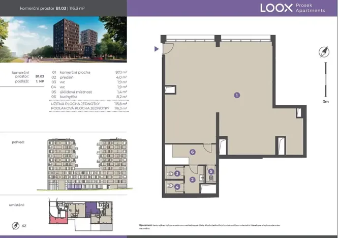 Pronájem obchodního prostoru, Praha - Prosek, Litoměřická, 116 m2