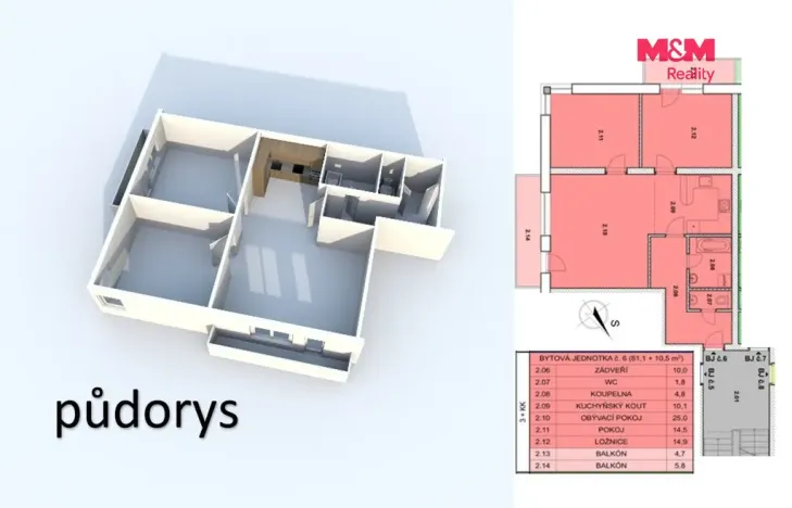Prodej bytu 3+kk, Břežany II, 81 m2