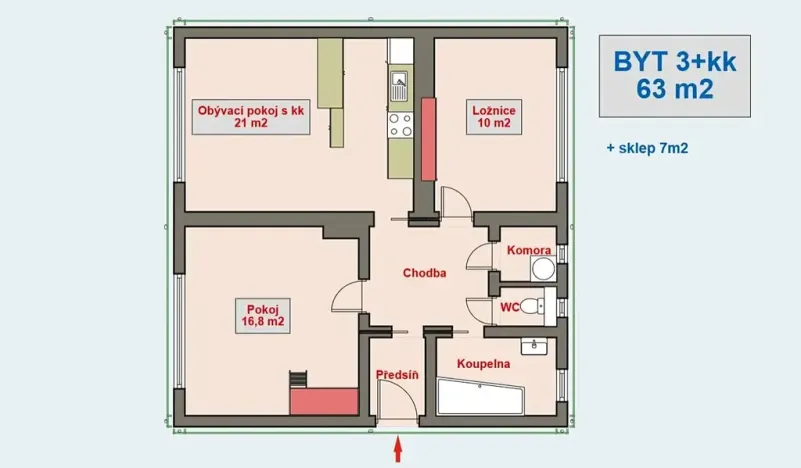 Pronájem bytu 3+kk, Hradec Králové, Bozděchova, 63 m2