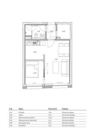 Pronájem bytu 2+kk, Brno, Cejl, 35 m2