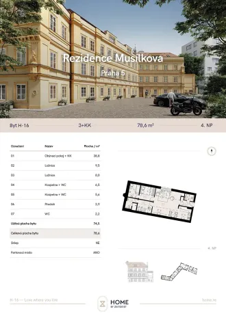Pronájem bytu 3+kk, Praha - Košíře, Musílkova, 79 m2