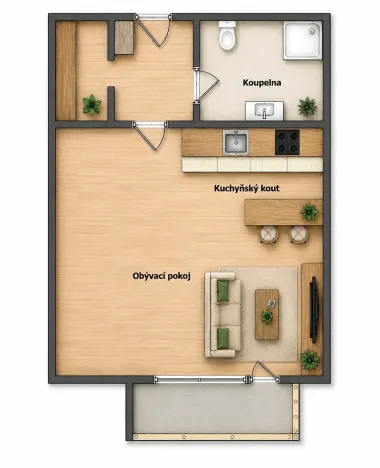 Pronájem bytu 1+kk, Plzeň, Sladová, 42 m2