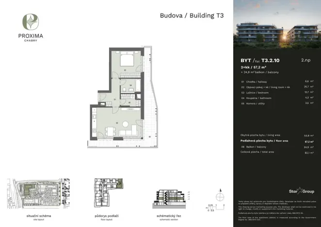 Prodej bytu 2+kk, Praha - Dolní Chabry, U Václava, 57 m2