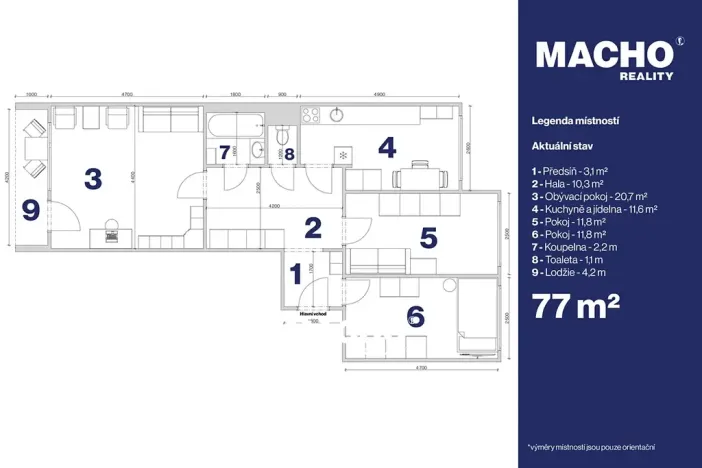 Prodej bytu 3+1, Praha - Modřany, Pirinská, 73 m2