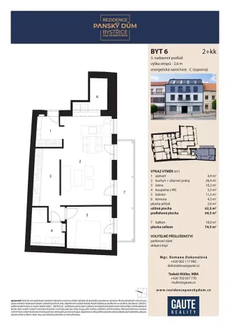 Prodej bytu 2+kk, Bystřice nad Pernštejnem, Masarykovo náměstí, 64 m2