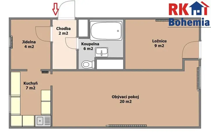 Pronájem bytu 2+1, Český Brod, Želivského, 48 m2