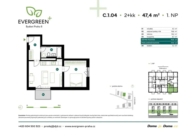 Prodej bytu 2+kk, Praha - Ďáblice, Ďáblická, 47 m2