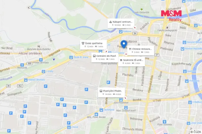 Pronájem bytu 2+kk, Plzeň - Jižní Předměstí, Karlova, 45 m2