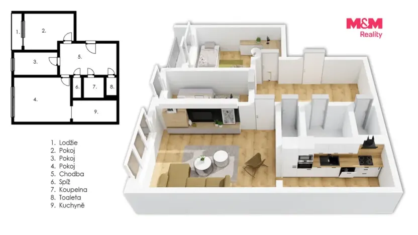 Prodej bytu 3+1, Praha - Kamýk, Papírníkova, 66 m2