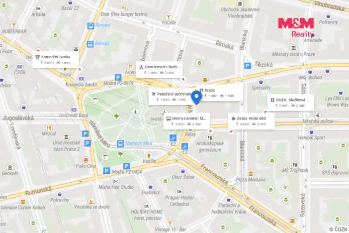 Pronájem kanceláře, Praha - Vinohrady, náměstí Míru, 32 m2
