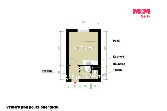 Pronájem bytu 1+kk, Plzeň - Doudlevce, Šimerova, 20 m2