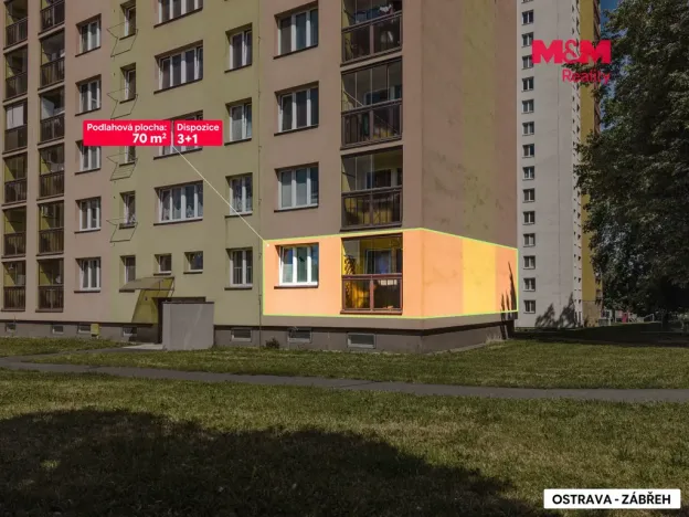 Prodej bytu 3+1, Ostrava - Zábřeh, Břenkova, 70 m2