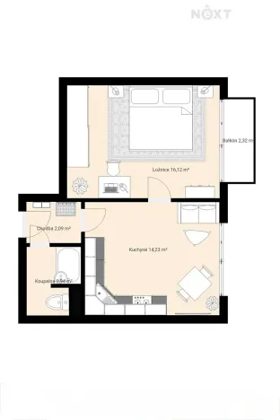 Prodej bytu 2+kk, České Budějovice, J. Opletala, 35 m2