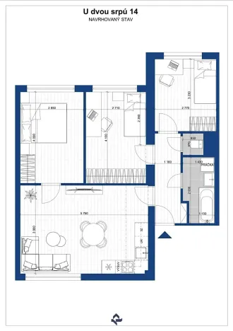 Prodej bytu 4+kk, Praha - Smíchov, U dvou srpů, 64 m2
