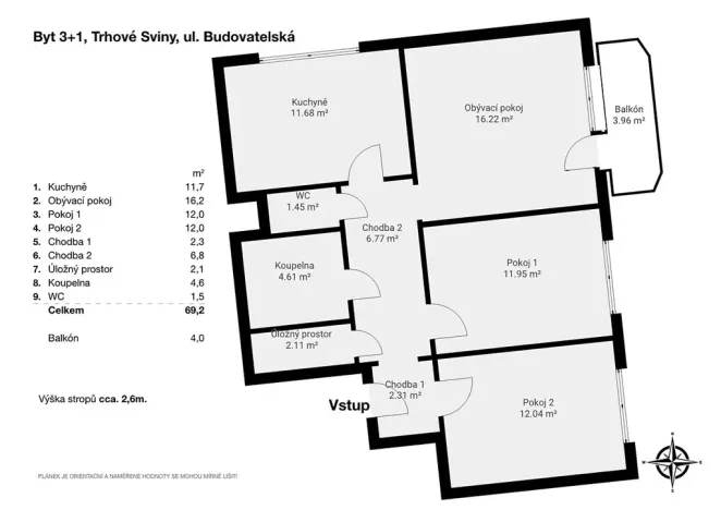 Prodej bytu 3+1, Trhové Sviny, Budovatelská, 73 m2