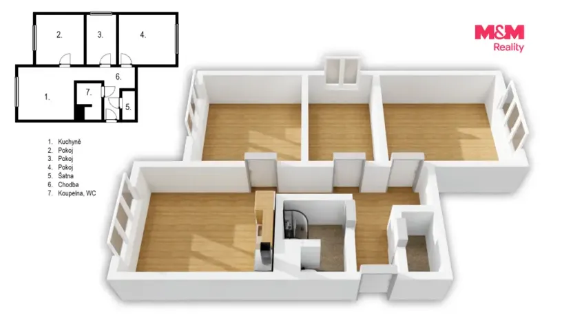 Prodej bytu 3+1, Roudnice nad Labem, Alej 17. listopadu, 61 m2