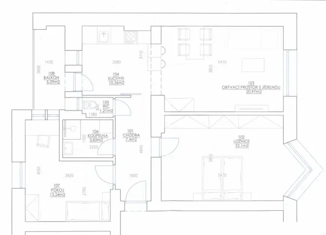 Prodej bytu 3+1, Brno, Tržní, 90 m2