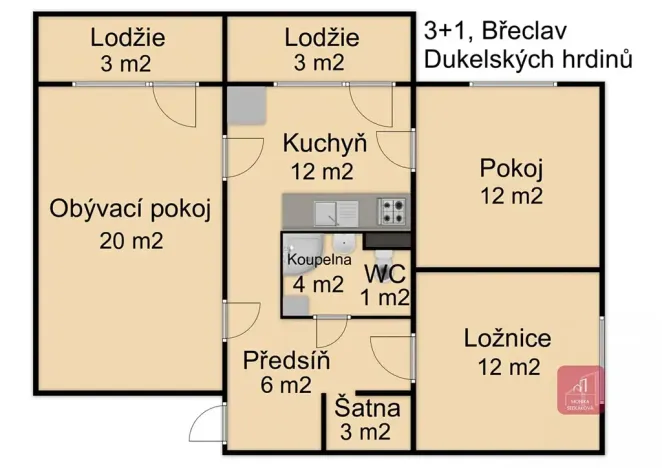 Prodej bytu 3+1, Břeclav, sídl. Dukelských hrdinů, 69 m2
