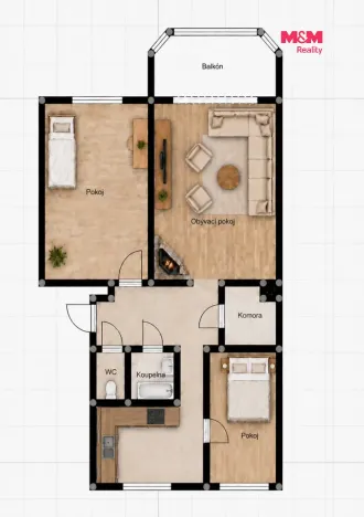 Prodej bytu 3+1, Krnov - Pod Bezručovým vrchem, Maxima Gorkého, 67 m2