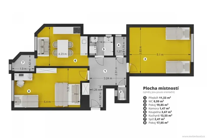 Prodej bytu 2+1, Praha - Nové Město, Na slupi, 70 m2