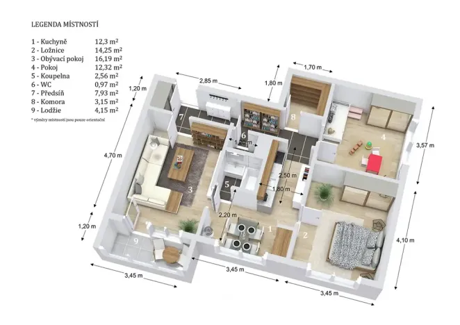 Pronájem bytu 3+1, Velké Opatovice, Hliníky, 71 m2