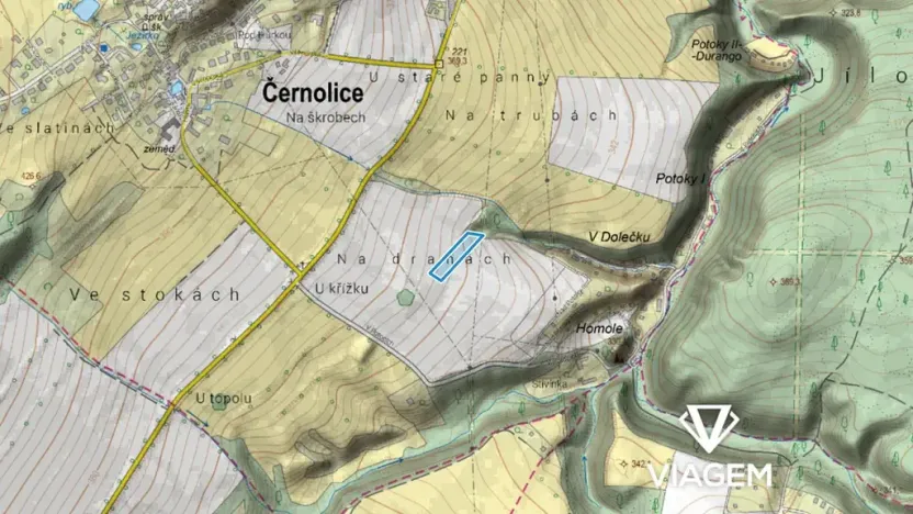 Prodej podílu pole, Černolice, 409 m2