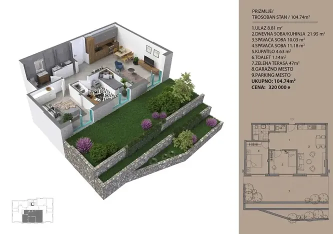 Prodej bytu 3+kk, Dobrota, Černá Hora, 104 m2