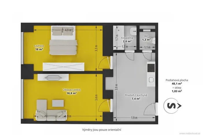 Prodej bytu 2+kk, Praha - Vysočany, Novovysočanská, 48 m2