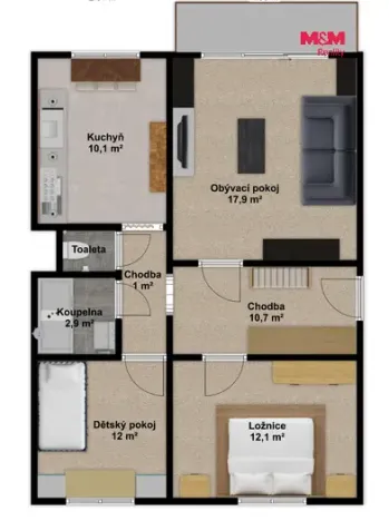 Prodej bytu 3+1, Česká Lípa, Kunratická, 66 m2