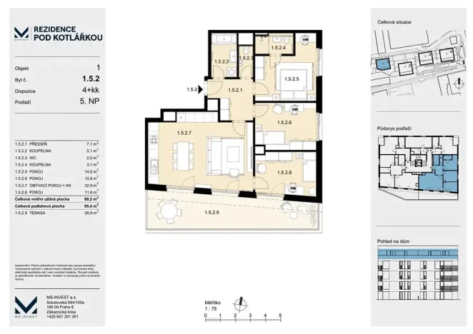 Prodej bytu 4+kk, Praha - Košíře, Leitzova, 89 m2