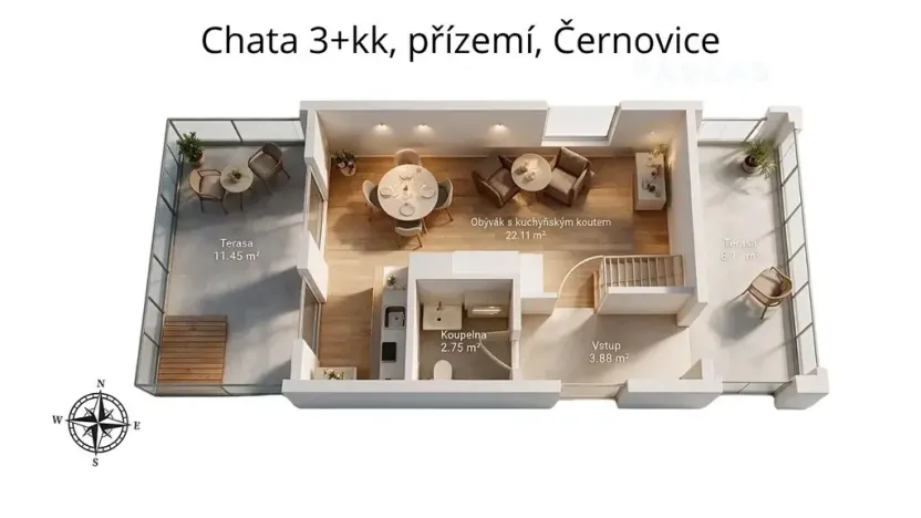 Prodej chaty, Černovice, Husovy sady, 75 m2