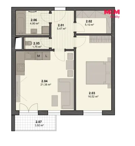 Pronájem bytu 2+kk, Ostrava, Jantarová, 58 m2