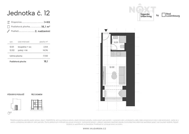 Prodej bytu 1+kk, Praha - Kyje, Vajgarská, 17 m2