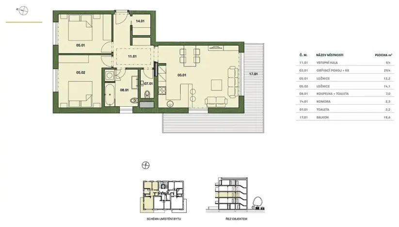 Pronájem bytu 3+kk, Beroun, Cihlářská, 77 m2